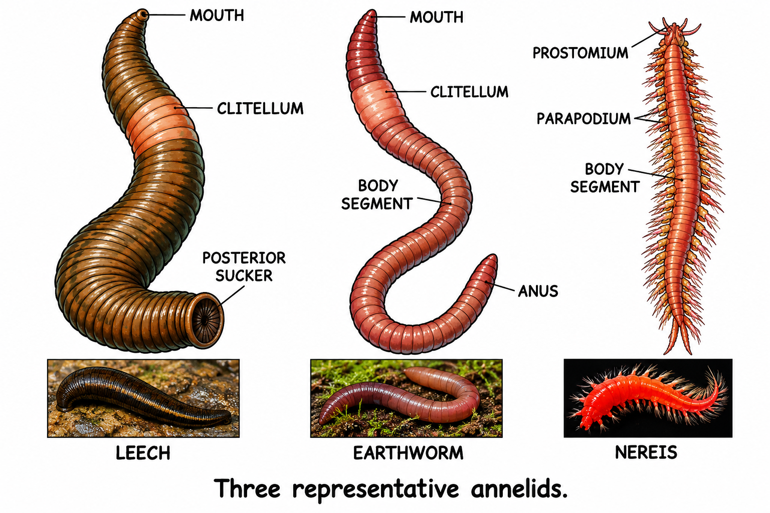 Fig. 8.11 — Representative Annelid: Earthworm (Pheretima posthuma)